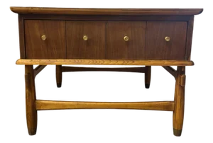 Mid-Century Lane Furniture Walnut Ceramic Top Coffee Table