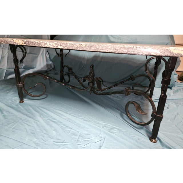 Vintage Hand Made Wrought Iron and Marble Coffee Table, Beautiful Colors and Patterns For Sale - Image 10 of 17