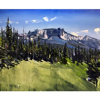 Grand Tetons National Park, WY by David Shingler | Oil on wood Landscape of mountains and trees. For Sale