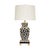 Worlds Away Matthew Izzo Home Bianca Handpainted Metal Tole in Black and Cream Leopard Table Lamp With Brass Base and Linen Shade For Sale - Image 4 of 4