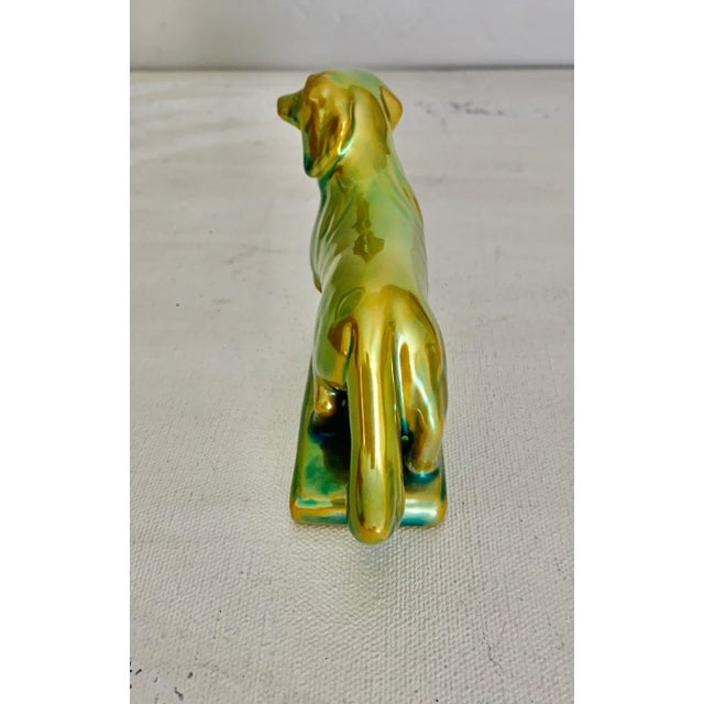 Late 20th Century Vintage Zsolnay Hungary Dachshund Weiner Dog Green Glaze Figurine For Sale - Image 5 of 8