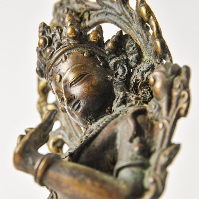 Antique Bronze Goddess Bodhisattva Tara 9.75" Tall For Sale - Image 13 of 18