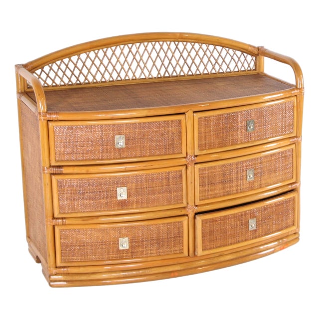 Vintage Rattan Chest of Drawers, 1970s For Sale