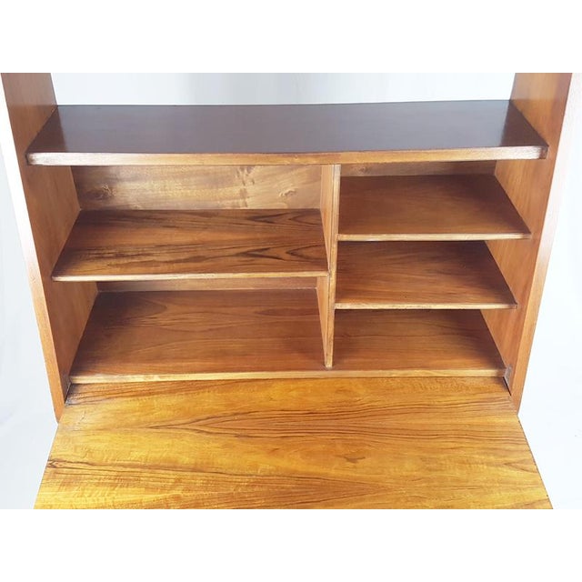 Mid-Century Modern Wooden Drop Off Wall Secretary attributed to Marcel Gascoin, 1950s For Sale - Image 4 of 18