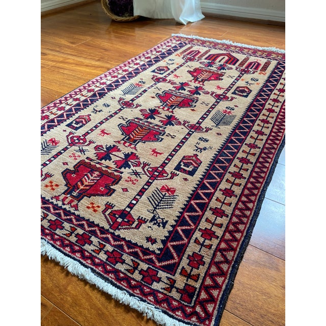 1980s Vintage Tribal Natural Animal Pattern Meditation Rug For Sale - Image 4 of 7