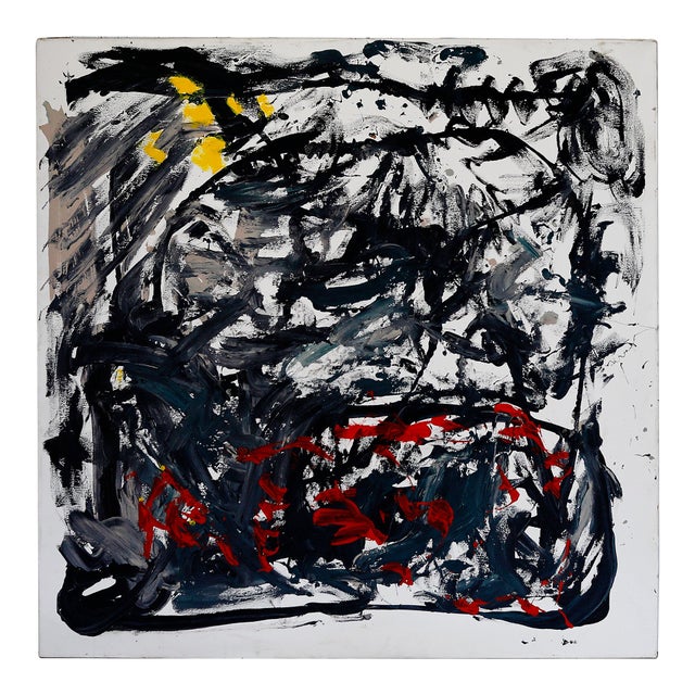 Vintage Abstract Painting on Canvas For Sale