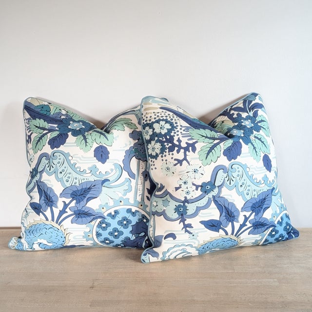 Harlequin Harlequin Shenlong Performance Pillows in Celeste/ For Sale - Image 4 of 6