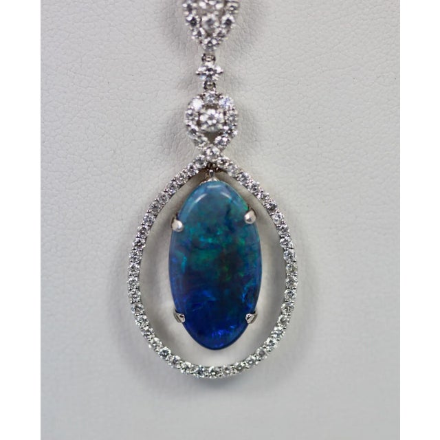 Black Crystal Opal Pendant With Diamond Surround For Sale In Los Angeles - Image 6 of 6