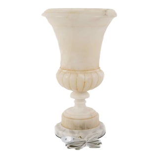 Mid 20th Century Italian Carved Alabaster Urn Accent Lamp For Sale