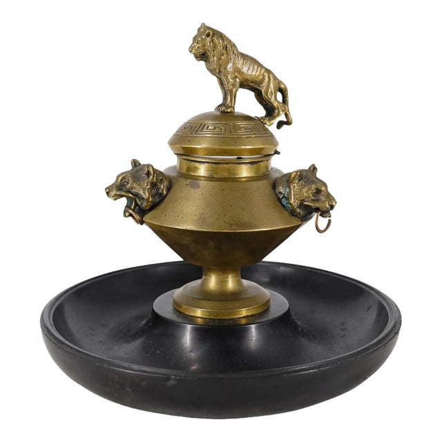 Antique French Gilt Bronze Inkstand For Sale