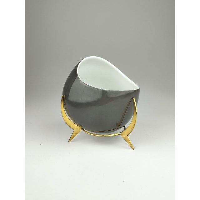 Porcelain Bowl with Brass Tripod Stand from KPM Krister, Germany, 1950s For Sale - Image 14 of 14