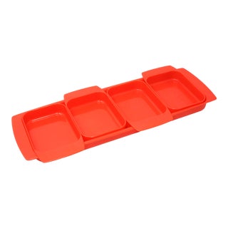 Mid-Century Red Plastic Serving Trays - Set of 5 For Sale