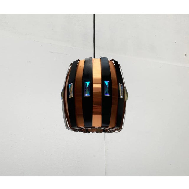 Mid-Century Modern Danish Copper and Black Metal and Prism Pendant Lamp by Werner Schou for Coronell Elektro For Sale - Image 15 of 18