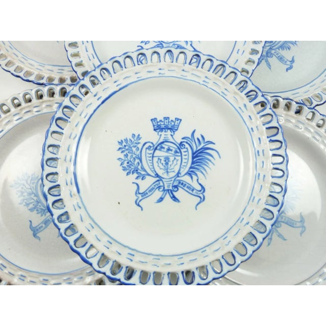 Blue Late 19th Century French Faience Pottery Set by Galle Eight Plates & Two Compotes - Set of 10 For Sale - Image 8 of 12
