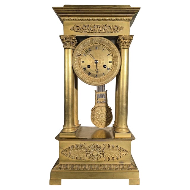 Large Empire and Gilded Bronze Mercury Gilt Clock Portico, 1890s For Sale