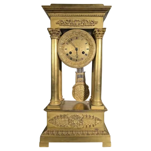 Large Empire and Gilded Bronze Mercury Gilt Clock Portico, 1890s