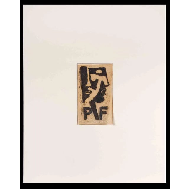 Michel Fingesten, Ex Libris PF, 1936, Woodcut For Sale - Image 3 of 3