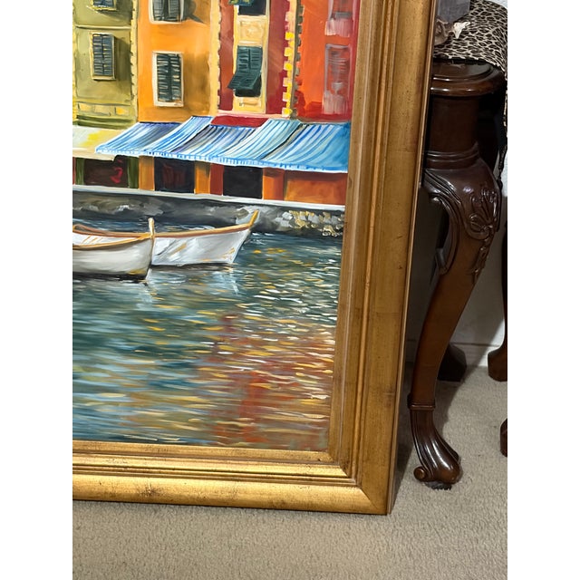 1960s Portofino: A Jewel of the Italian Riviera, Oil Painting For Sale - Image 4 of 9