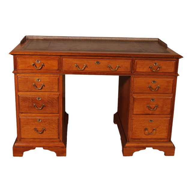 19th Century Oak Drawer Desk For Sale