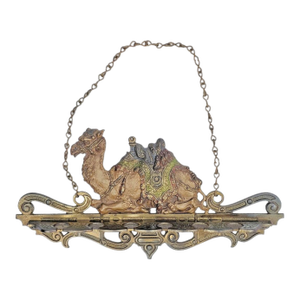 Antique 1910s Hanging Cast Iron Camel Pipe Rack by Cjo Judd