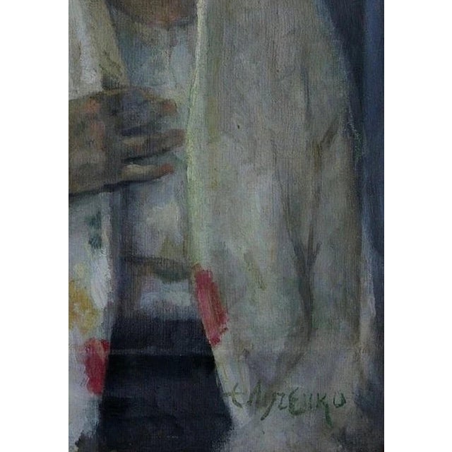 Antique Oil Painting: Young Girl Portrait, Ukrainian Art, 1970s 70-50 For Sale - Image 6 of 6