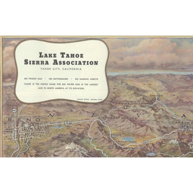 Paper Vintage Lake Tahoe Birds-Eye View Pictorial Map from Gerald A. Eddy, 1945 For Sale - Image 7 of 10
