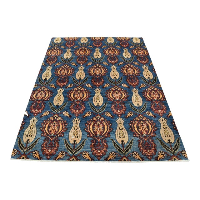 Ziegler Rug 8’2” X 9’10” Blue Wool Traditional Hand-Knotted Oriental Carpet For Sale