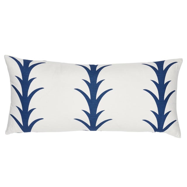Contemporary Schumacher x Celerie Kemble Acanthus Stripe Pillow 30" x 14" in Navy For Sale - Image 3 of 3