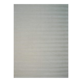 8x10 Yara Alluring Ligth Gray Stripe Geometric Modern Handmade Wool Carpet Rug For Sale