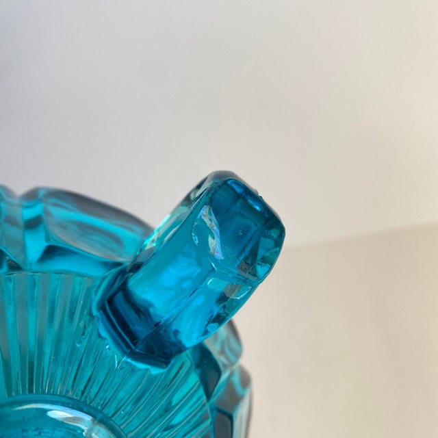 Swung Glass Vase Le Smith Large 21” Tall Fayette Turquoise Aqua Blue