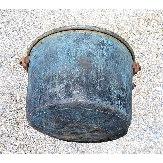 Antique Primitive Apple Butter Large Copper Kettle Vessel For Sale In Cleveland - Image 6 of 12