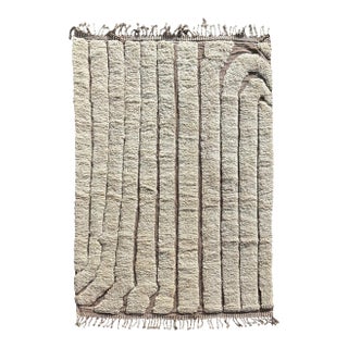 Moroccan Beni M’Rirt Rug – Handwoven Atlas Wool Carpet – Minimalist Berber Design For Sale