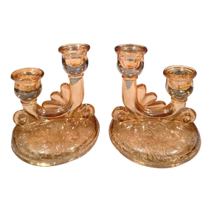 Vintage 1950's Floragold Double Candlesticks - a Pair