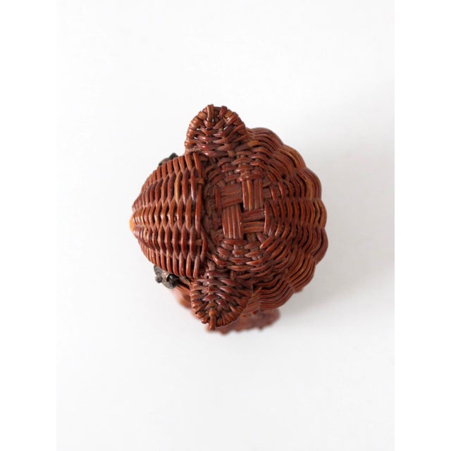 Wood Vintage Wicker Owl Basket For Sale - Image 7 of 12