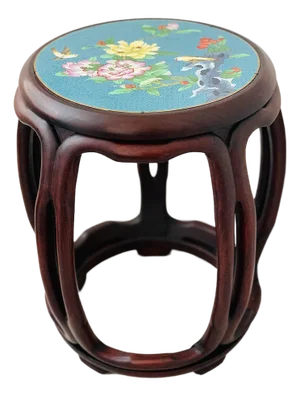 Late 20th Century Rosewood Chinese Incense Table With an Intricate Botanical Themed Cloisonné Top