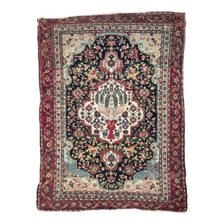 1920s PARADISE LOVE BIRDS Surrounded by Flora Rug 5 x 6.3 For Sale