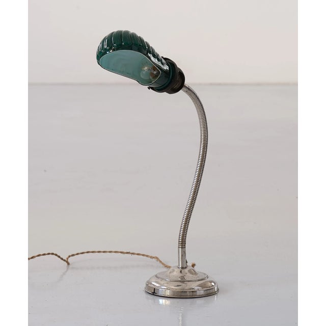 1950s Italian Table Lamp with Light Green Glass Shade, 1950s For Sale - Image 5 of 6