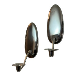 Pair of Handcrafted Pewter Wall Sconces, Signed Stephen Strait 1979 For Sale