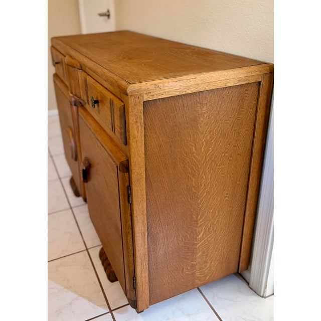 Jentique Rare 1930s Art Deco Jentique-Attributed Oak Sideboard / Buffet For Sale - Image 4 of 9
