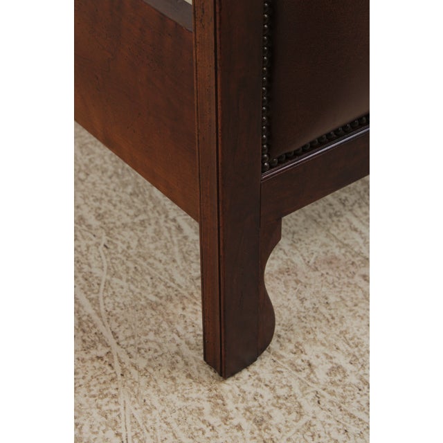 Baker Queen Size Leather Panel Bed For Sale - Image 12 of 15