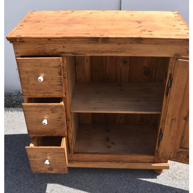 Pine Three Drawer Czech Bread Cupboard For Sale - Image 13 of 14