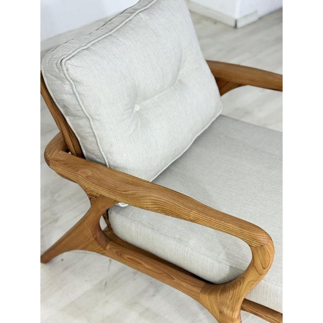 Modern Retro Armchair in Chestnut Wood For Sale - Image 4 of 11