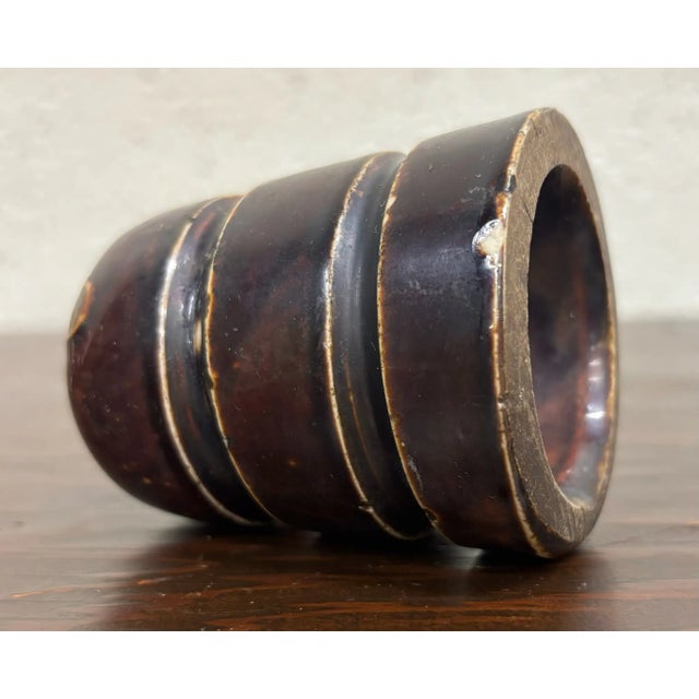 Antique Dark Brown Mushroom Cap Glazed Ceramic Insulator For Sale - Image 4 of 5