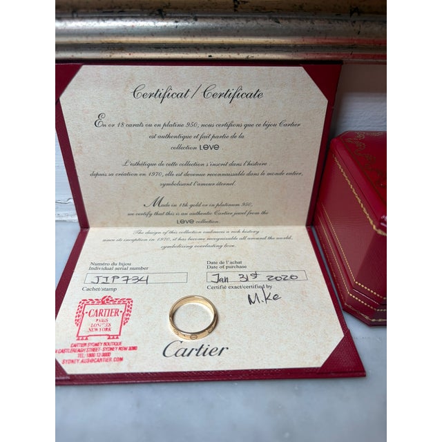 Gold Cartier 18ct Yellow Gold Love Ring 3.19g, Size 6.25 For Sale - Image 8 of 8