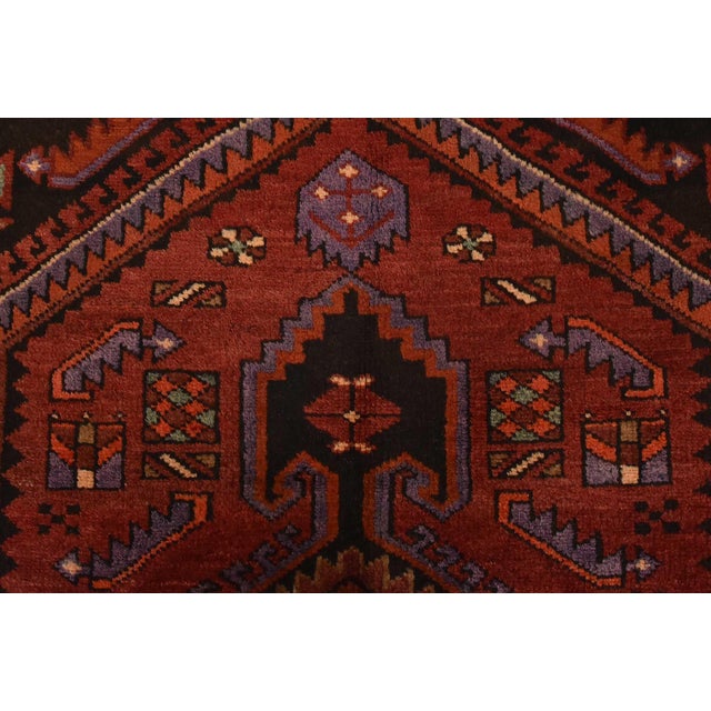 Textile Hamedan Rug 4’6” X 8′ Red Wool Vintage Tribal Hand-Knotted Oriental Carpet For Sale - Image 7 of 13