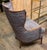 Brown Louis XVI Revival Carved Walnut Fauteuil Armchair With Fluted Legs and Striped Upholstery, 20th Century For Sale - Image 8 of 11