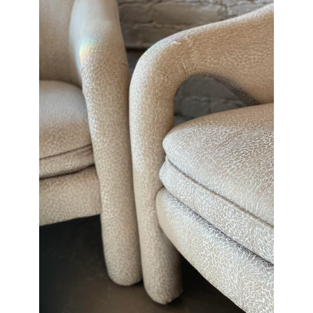 Textile 1980s Vintage Postmodern Sculptural Arc Chairs - A Pair For Sale - Image 7 of 12