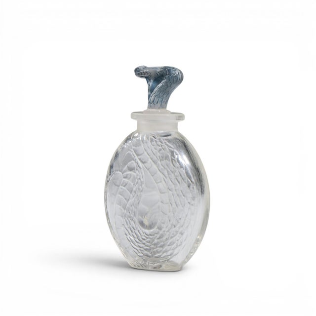 René Lalique Serpent Blue Glass Perfume Bottle For Sale - Image 9 of 11