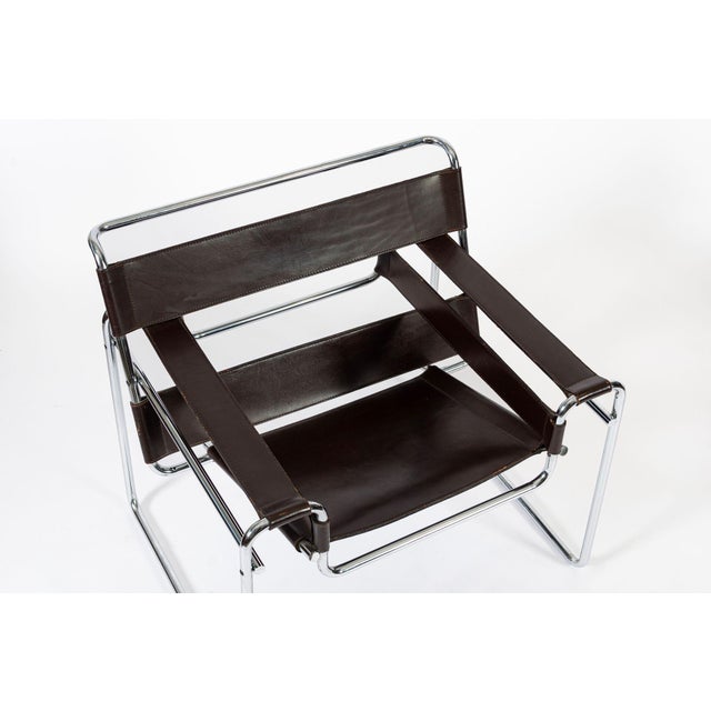 Mid Century Dark Brown Leather Wassily Arm Chairs by Marcel Breuer for Knoll, Signed, 1960s For Sale - Image 9 of 13