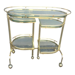 3 Tier Brass Folding Bar Cart For Sale